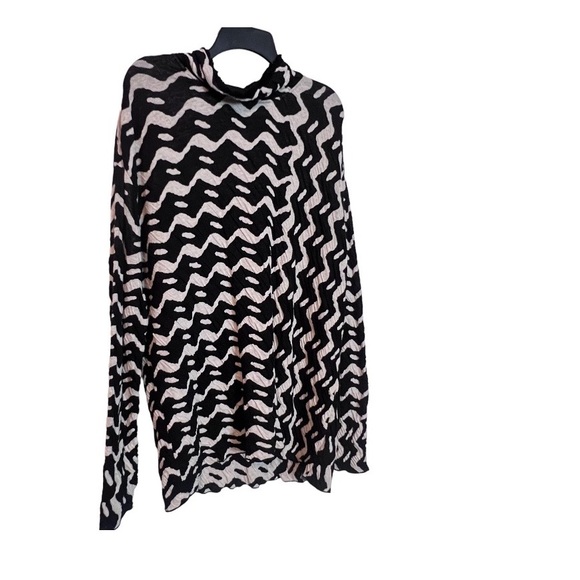 NIC+ZOE Opposites Attract Sweater Black & White Mock Neck Long Sleeve Size M - Picture 6 of 14